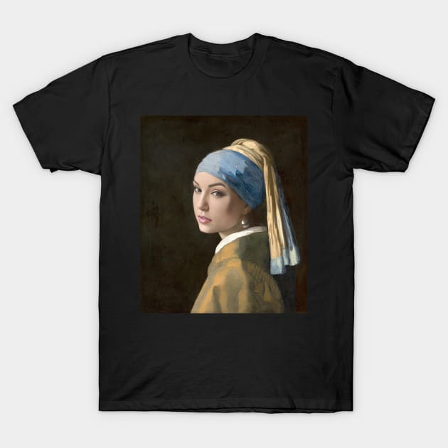 Sasha Grey as the girl with pearl earring T-Shirt by obstinator